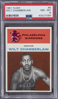 1961/62 Fleer #8 Wilt Chamberlain Rookie Card – PSA NM-MT 8